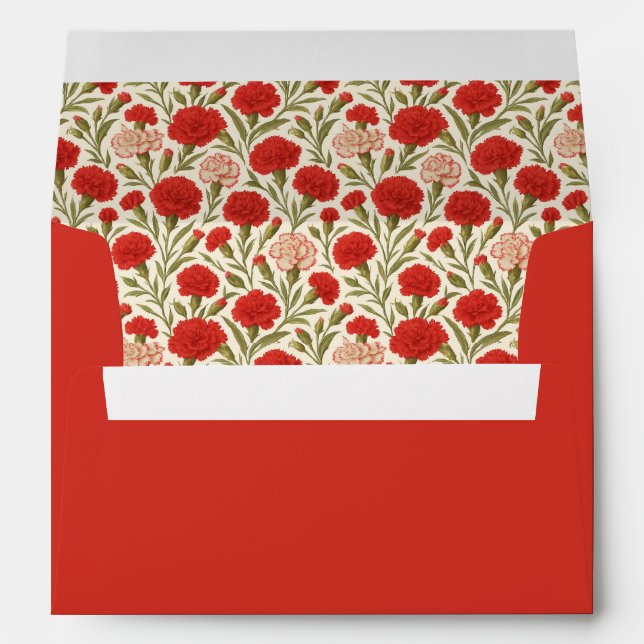 Romantic Elegant Floral Red Wedding Envelope (Back (Bottom))