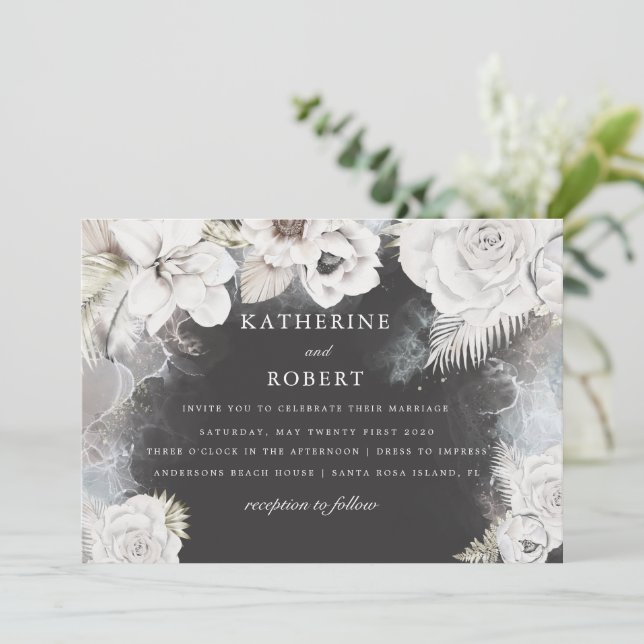 romantic elegant floral Wedding Invitation (Standing Front)