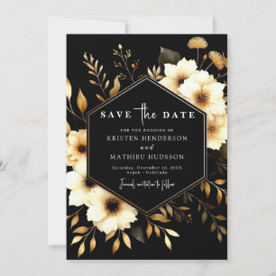 Romantic Elegant Gold and Black Wedding Save The Date