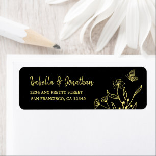 Romantic elegant gold floral black wedding