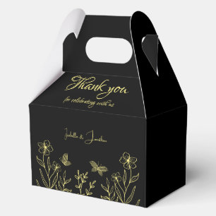 Romantic elegant gold floral black wedding favour box