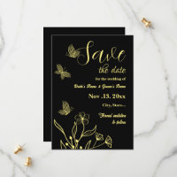 Romantic elegant gold flower black wedding