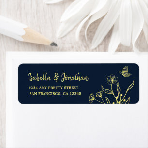 Romantic elegant gold flower navy wedding