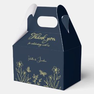 Romantic elegant gold flower navy wedding favour box