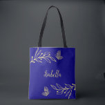 Romantic elegant gold flower royal blue tote bag<br><div class="desc">Unique simple tote bag featuring romantic and elegant gold flowers on royal blue background
FOR MORE MATCHING PRODUCTS click on the collection above or contact me.</div>
