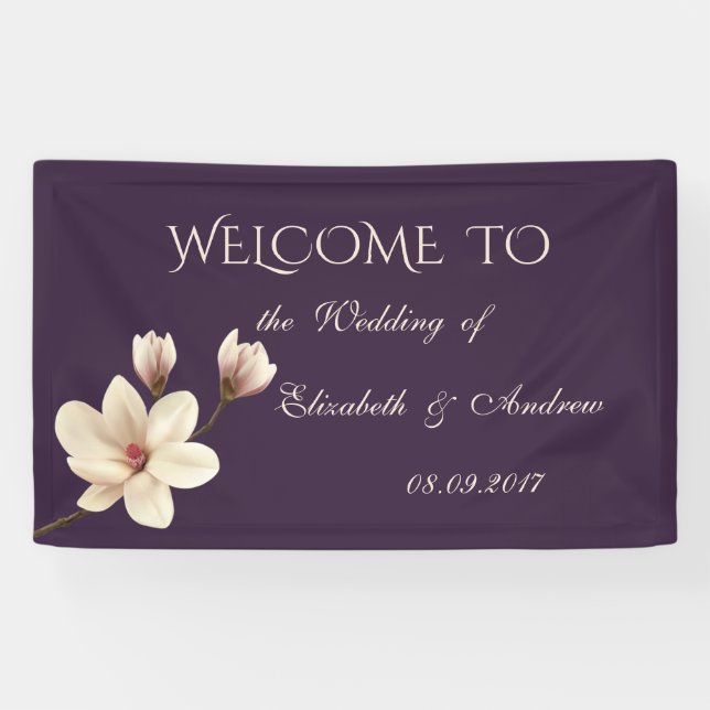Romantic Elegant Magnolia Wedding Banner (Horizontal)