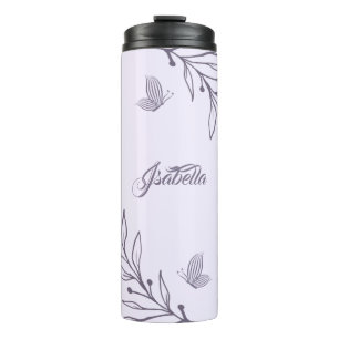 Romantic elegant mauve floral thermal tumbler