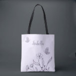 Romantic elegant mauve floral  tote bag<br><div class="desc">Unique simple tote bag featuring romantic and elegant mauve flowers on light purple background
FOR MORE MATCHING PRODUCTS click on the collection above or contact me.</div>