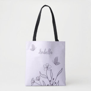 Romantic elegant mauve floral tote bag