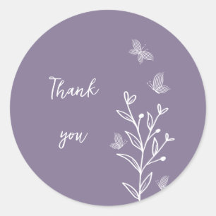 Romantic elegant mauve floral wedding classic round sticker