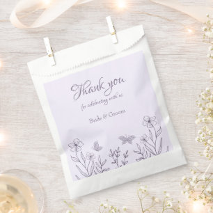 Romantic elegant mauve floral wedding favour bags