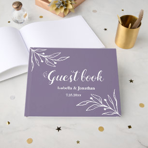 Romantic elegant mauve floral wedding guest book
