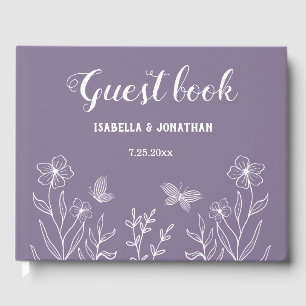 Romantic elegant mauve floral wedding guest book