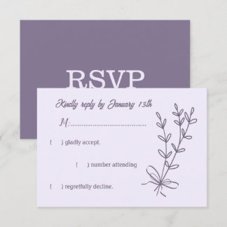 Romantic elegant mauve floral wedding RSVP card