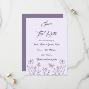 Romantic elegant mauve floral wedding save the date
