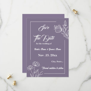 Romantic elegant mauve floral wedding save the date