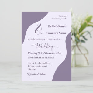 Romantic elegant mauve wedding invitation