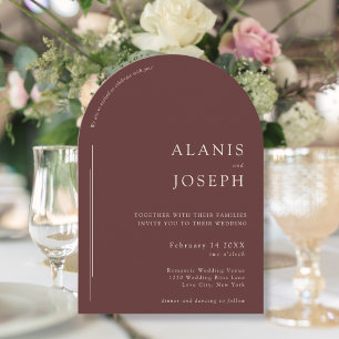 Romantic Elegant Minimalist Dark Burgundy Wedding Invitation