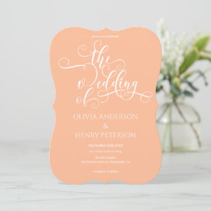 Romantic Elegant Peach QR Code Wedding
