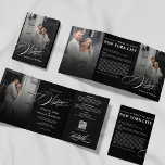 Romantic Elegant Photo Tri-fold Wedding Invitation<br><div class="desc">This Romantic Elegant Photo Tri-fold Wedding Invitation is sure to wow your guests! The elegant placement of photos and details of your special day will make this all in one wedding invitation the perfect fit. The script details give the complete feeling of romance and an over the top celebration of...</div>