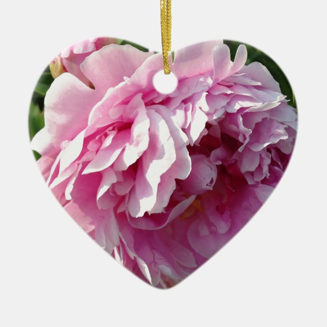 Romantic elegant pink floral Pink Peonies Ceramic Tree Decoration (Front)
