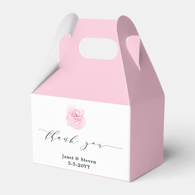 Romantic Elegant Pink Roses  favour box (Front Side)