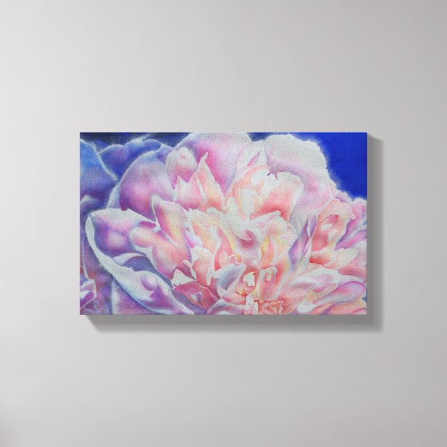 Romantic elegant pink white blue pastel watercolor canvas print (Front)