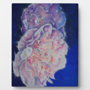 Romantic elegant pink white blue pastel watercolor plaque