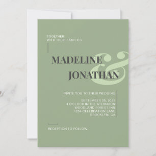 Romantic Elegant Plain Sage Green Wedding Invitation