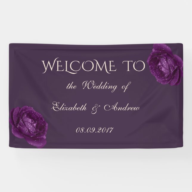 Romantic Elegant Purple Roses Wedding Banner (Horizontal)