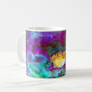 Romantic elegant purple teal flower painting coffee mug