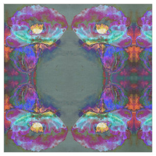 Romantic elegant purple teal flower painting fabric