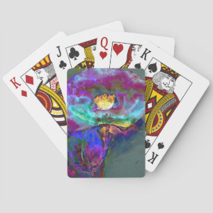 Romantic elegant purple teal flower painting playing cards