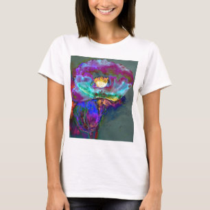 Romantic elegant purple teal flower painting T-Shirt