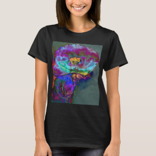 Romantic elegant purple teal flower painting T-Shirt