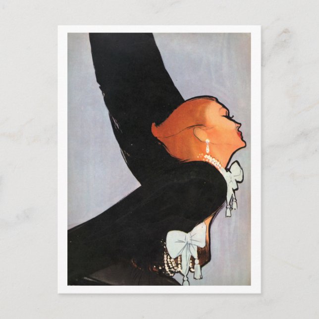 Romantic, Elegant, Redhead, Woman, Vintage Postcard (Front)