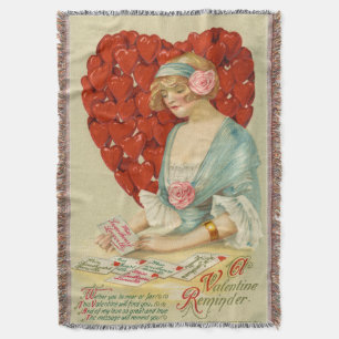 Romantic Elegant Retro Valentine, John Winsch 1910 Throw Blanket