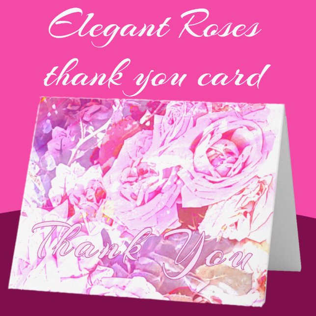 Romantic Elegant Roses Thank You Card (Romantic Rose Blooms thank you card)