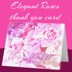 Romantic Elegant Roses Thank You Card