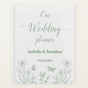 Romantic elegant sage green floral wedding planner