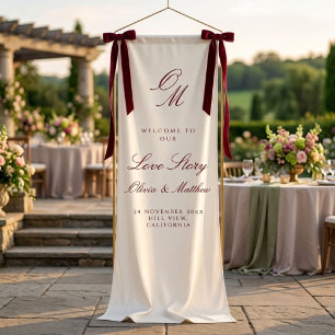 Romantic Elegant Script Red Welcome Wedding Banner