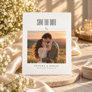 Romantic Elegant Sunset Outdoor Wedding Photo Save The Date