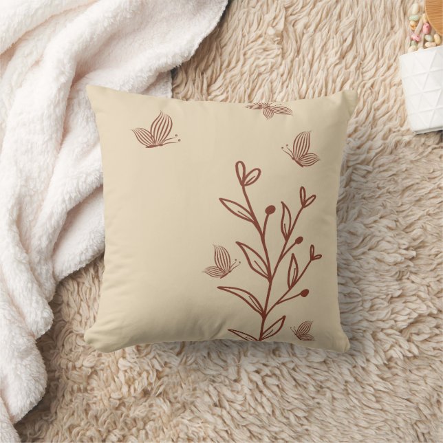 Romantic elegant terracotta floral cushion (Blanket)