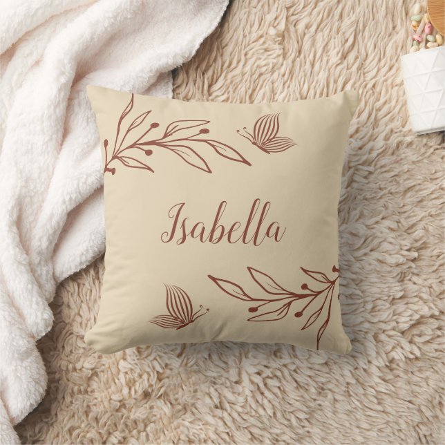 Romantic elegant terracotta floral cushion (Blanket)