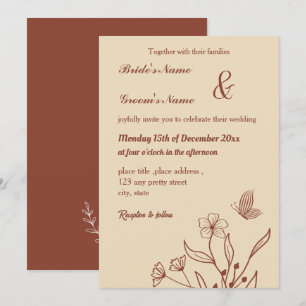 Romantic elegant terracotta floral invitation