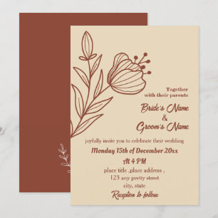Romantic elegant terracotta floral invitation