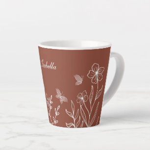 Romantic elegant terracotta floral latte mug
