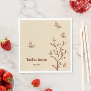 Romantic elegant terracotta floral napkin