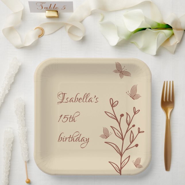Romantic elegant terracotta floral  paper plate (Wedding)