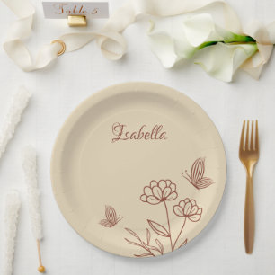 Romantic elegant terracotta floral  paper plate